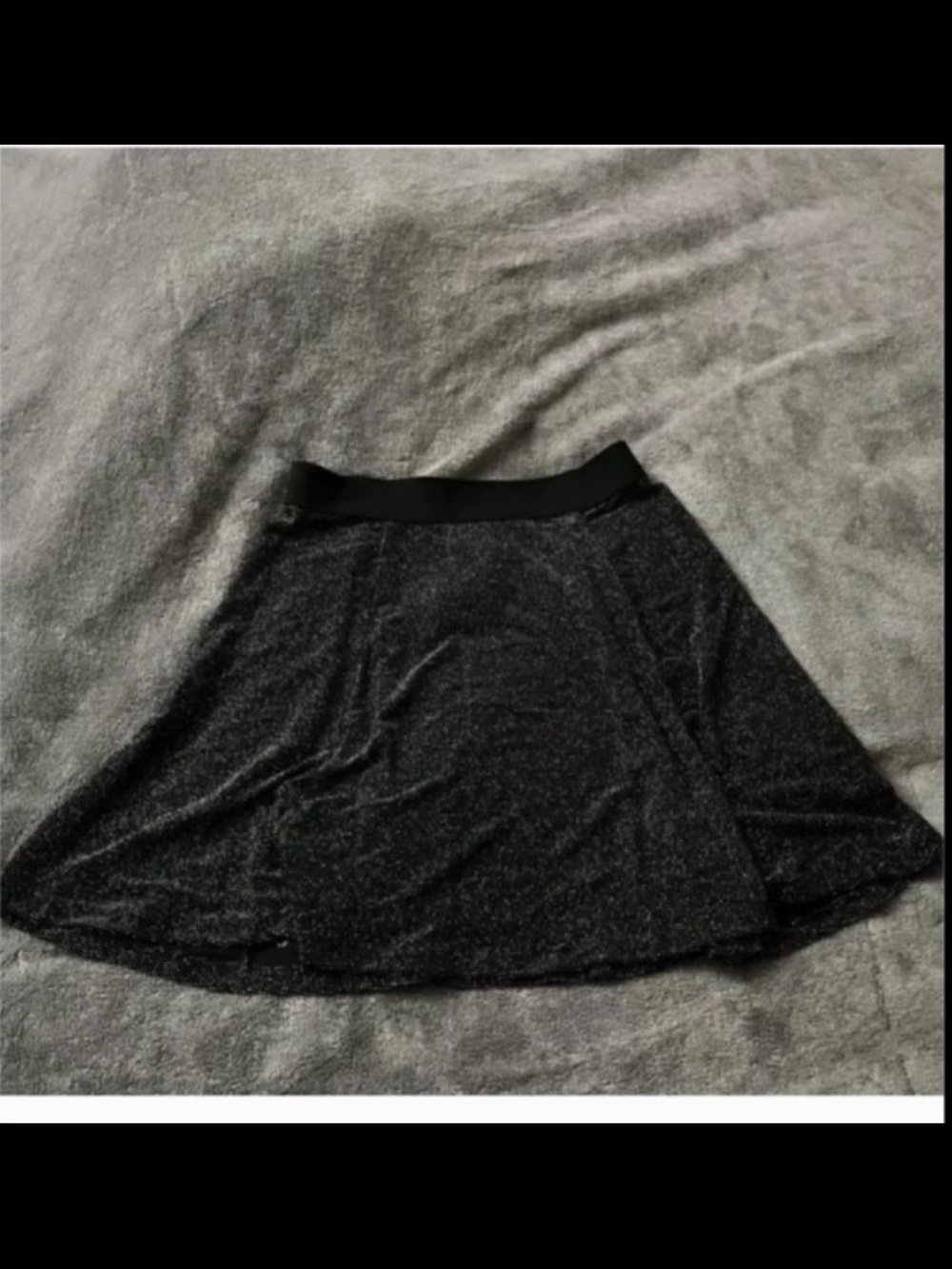 Women's Black A-Line Sparkly Skirt with Elastic Waist